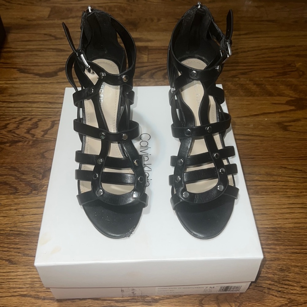 Calvin Klein Leather Strappy Sandals